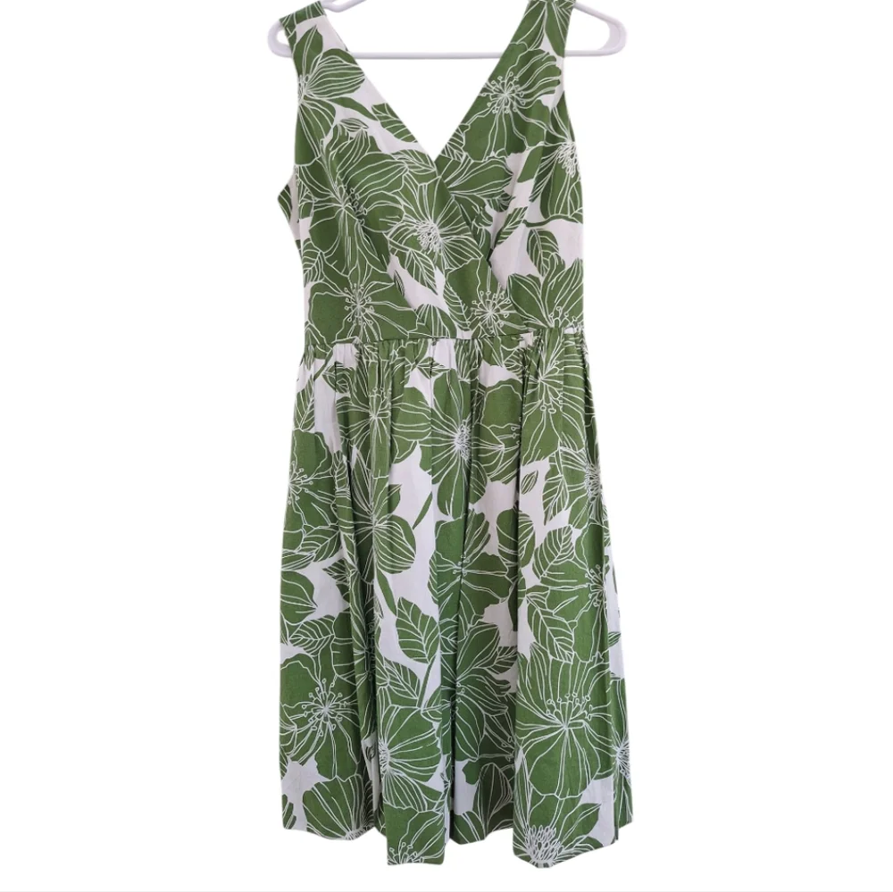 Jessica Howard Green and White Floral Sleeveless Dress Women's Size 10P - Picture 7 of 13